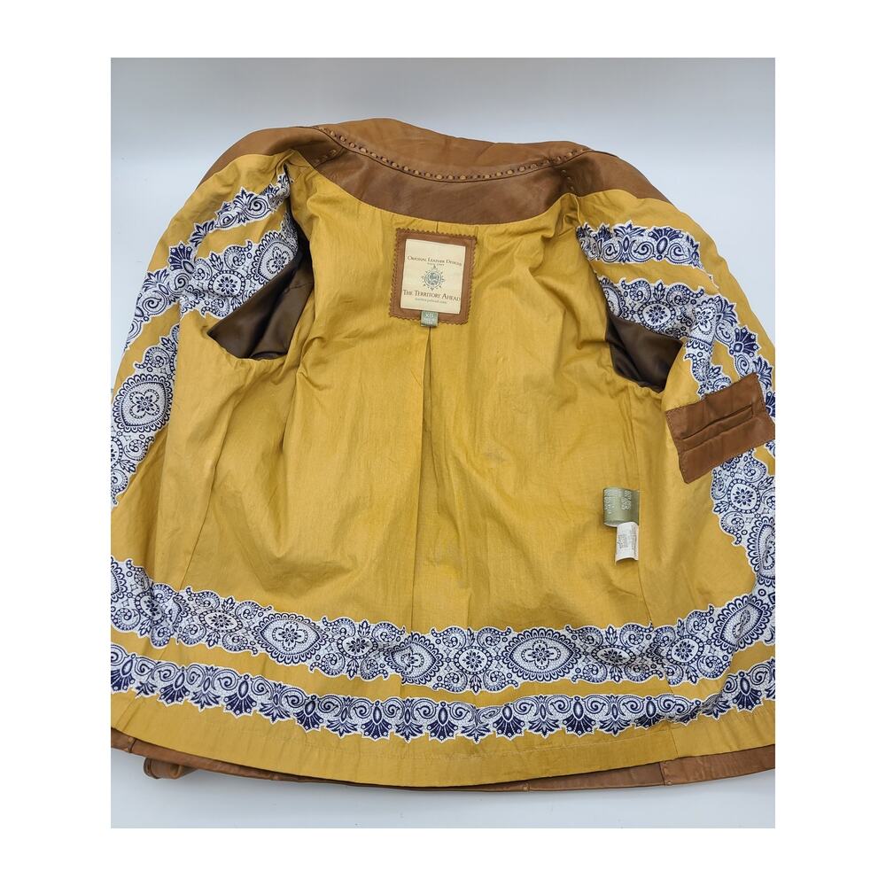 The Territory Ahead Women XS Whipstitch Western Style Tan 100% Leather Jacket - Picture 7 of 10